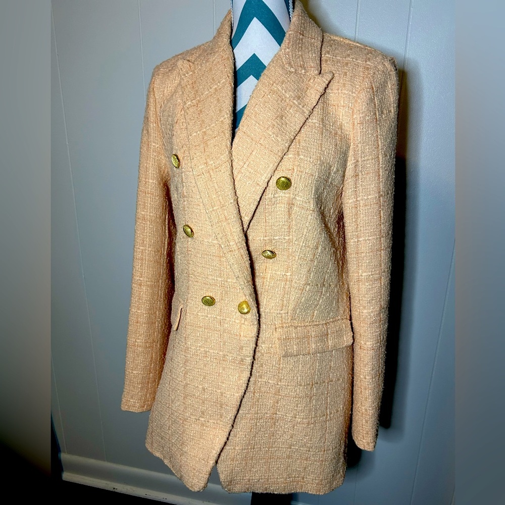 Jason Wu Creamsicle Orange Tweed Jacket Blazer Medium Worn Once Like New